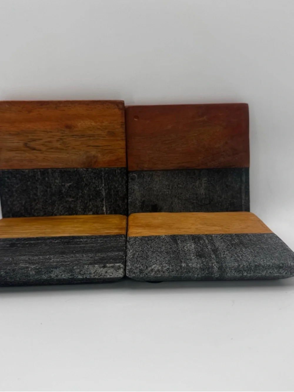 Wood and Slate Square Coasters - Gray and Brown